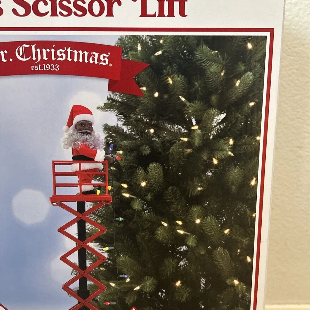Musical Animated‎ Santa's Scissor Lift 27 In Black Santa Christmas Holiday Light